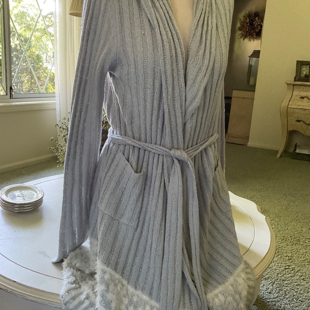 Lemon gray & white robe.  Size M/L